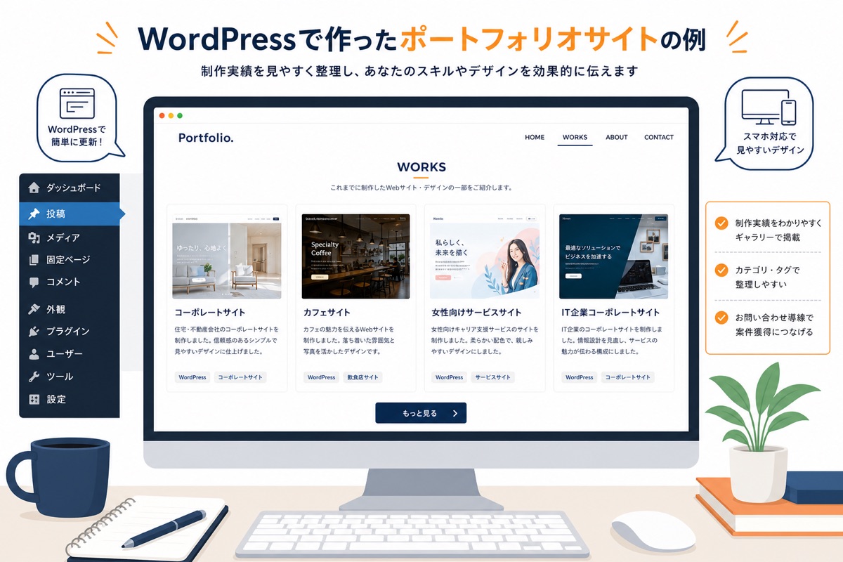 WordPressで作ったポートフォリオサイトの例