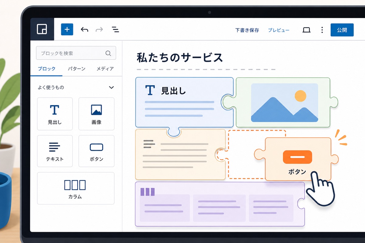 WordPressブロックエディターの操作画面